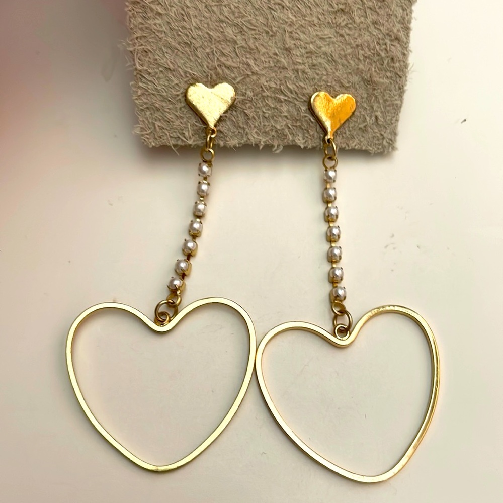 Gold hearts on hearts earring